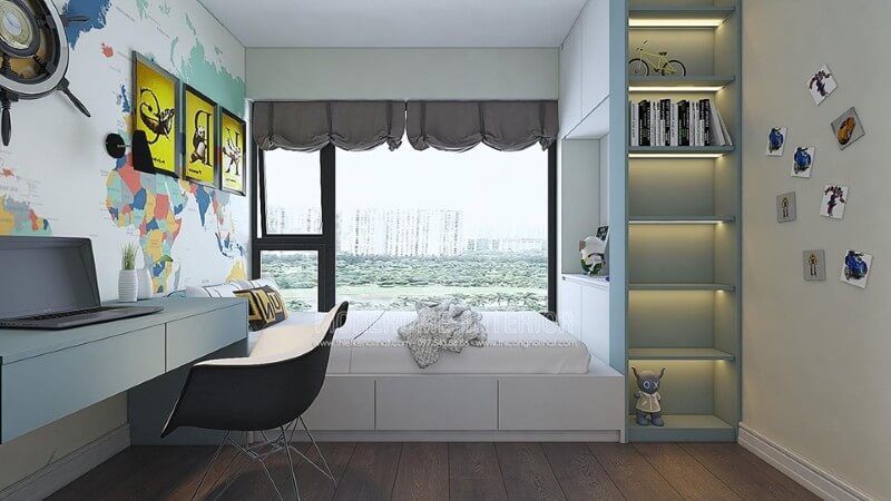 Thiết kế nội thất nhà chung cư 90m2 bất ngờ với # 27 Hình ảnh phòng ngủ độc đáo