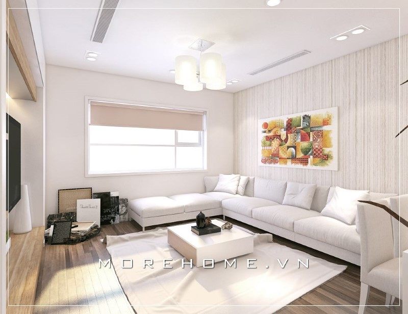 Màu sáng là yếu tố quan trọng nhất trong thiết kế phòng khách chung cư hiện đại, được ưu tiên hàng đầu của mọi gia đình.